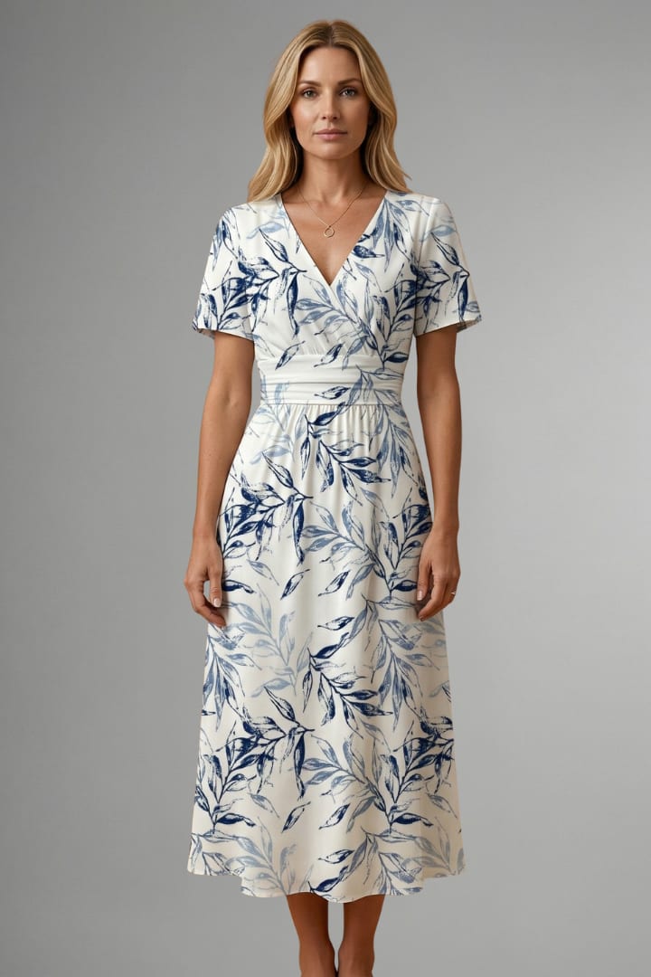 Women's Floral V-Neck Midi Dress | Jasmine Marshall_2