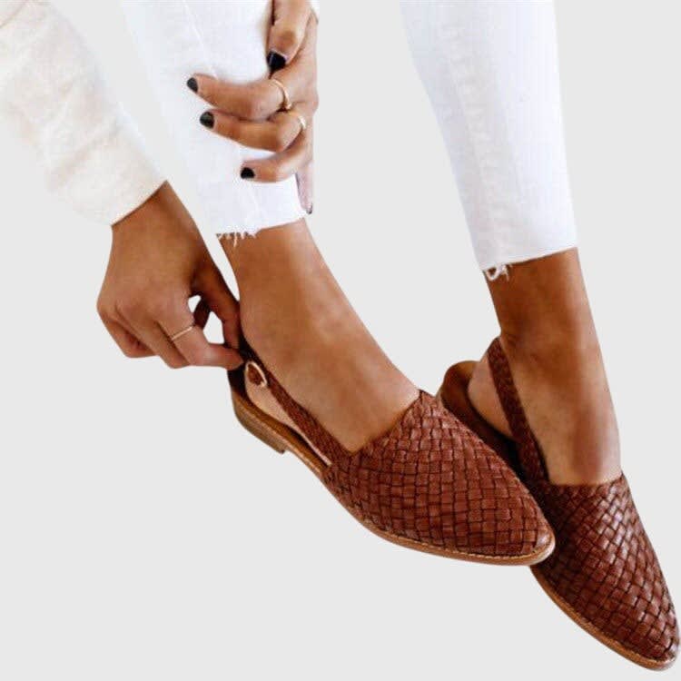 Women's Woven Slingback Flats | Peronel_8