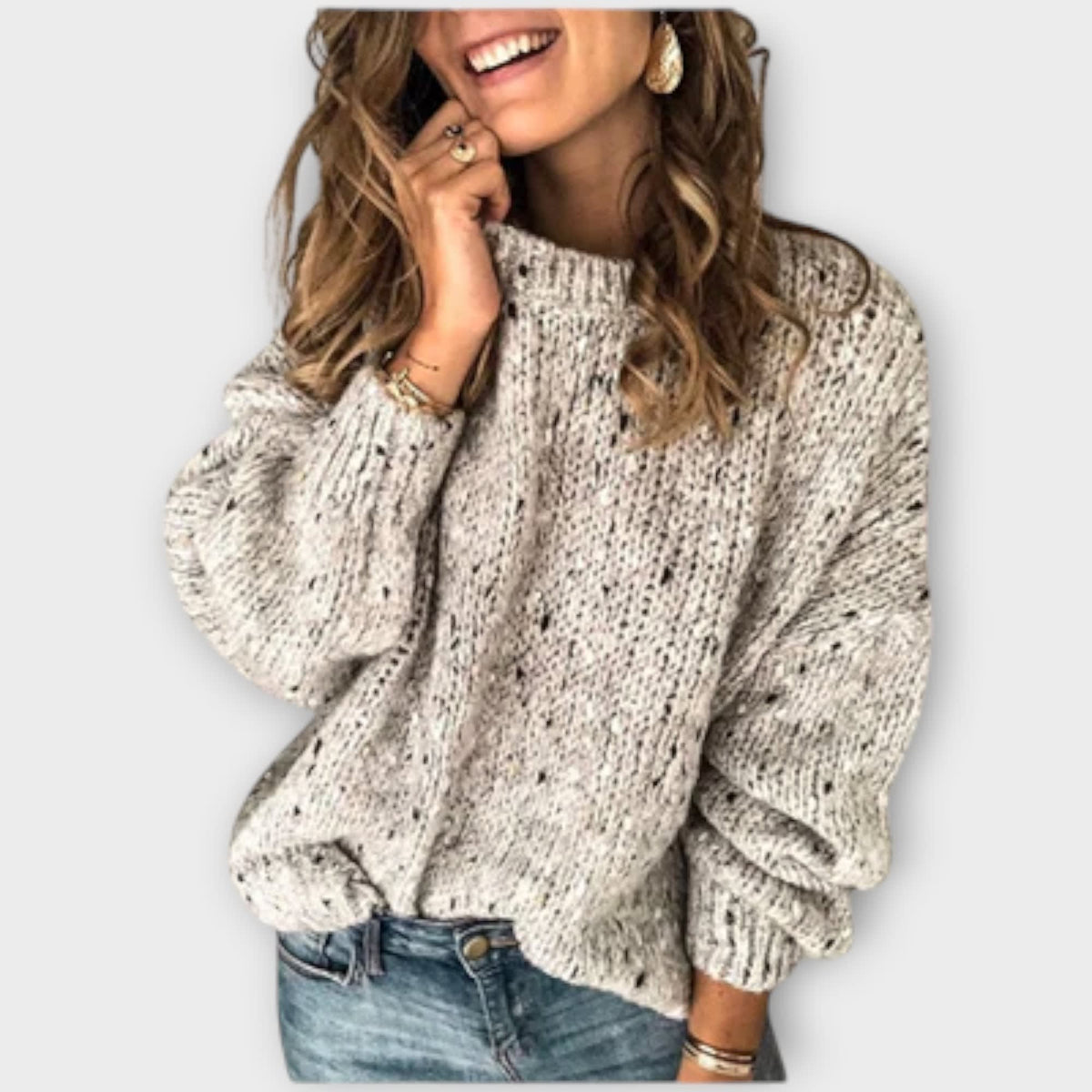 Women's Oversized Chunky Speckled Knit Jumper | Sylvie_2