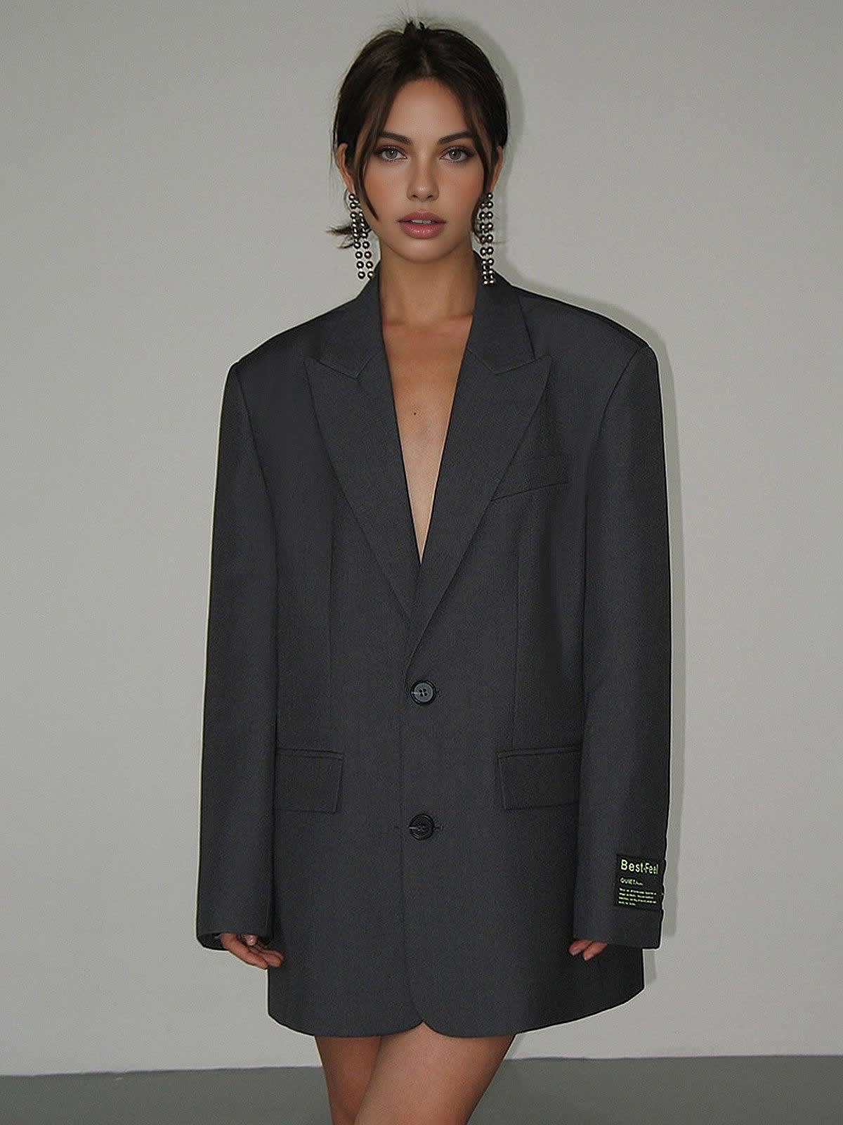 Women's Oversized Longline Blazer | Saffron_7