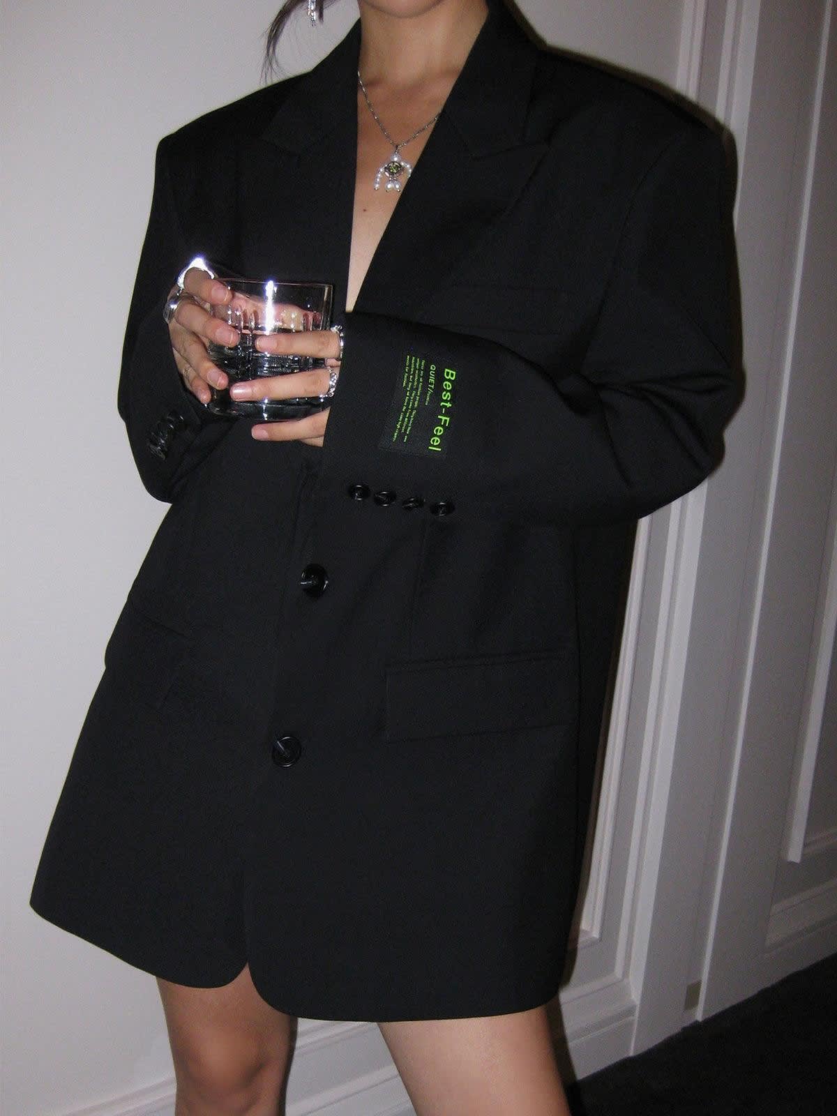 Women's Oversized Longline Blazer | Saffron_9