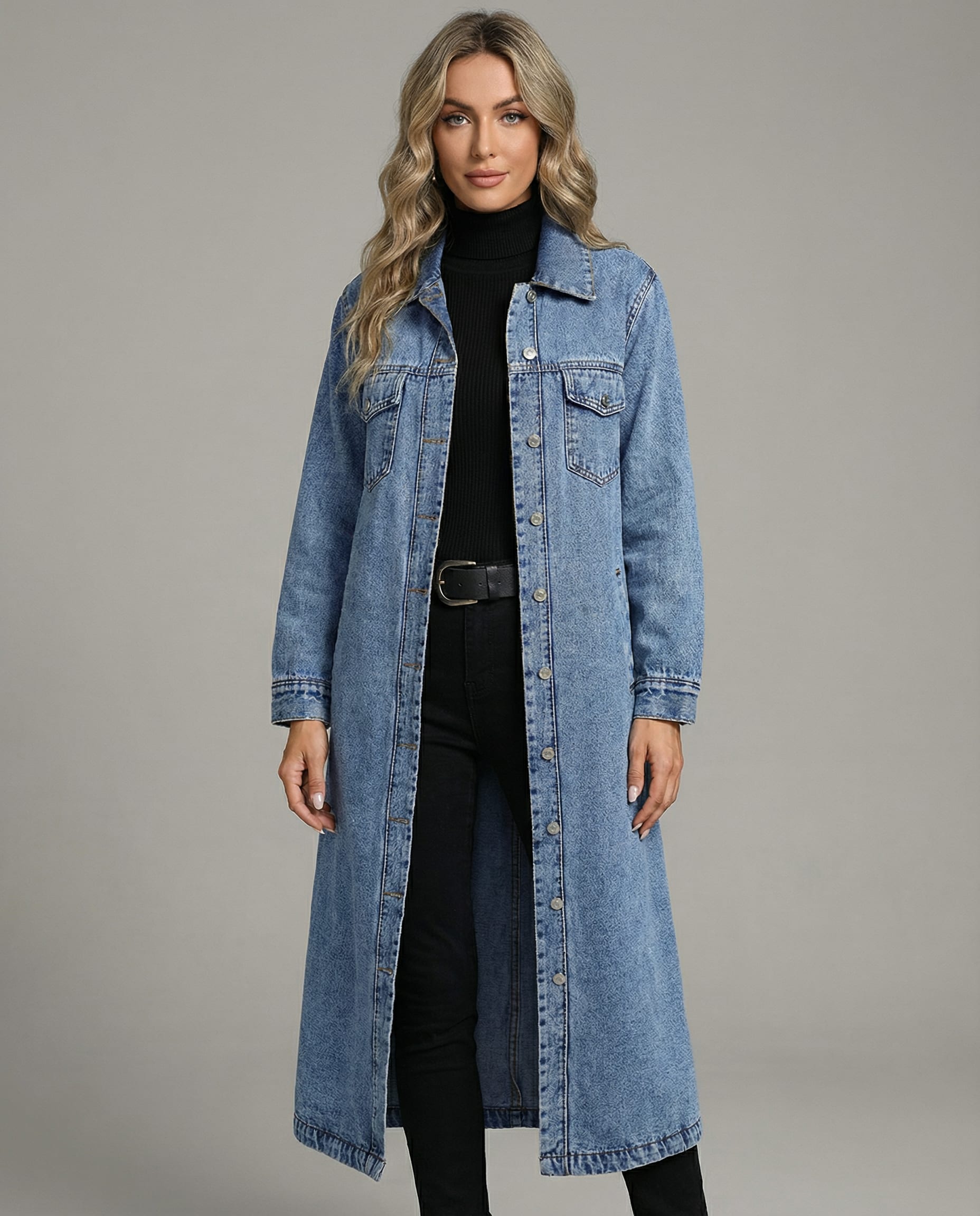 Women's Longline Denim Coat | Alys_4