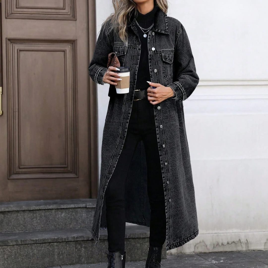 Women's Longline Denim Coat | Alys_6