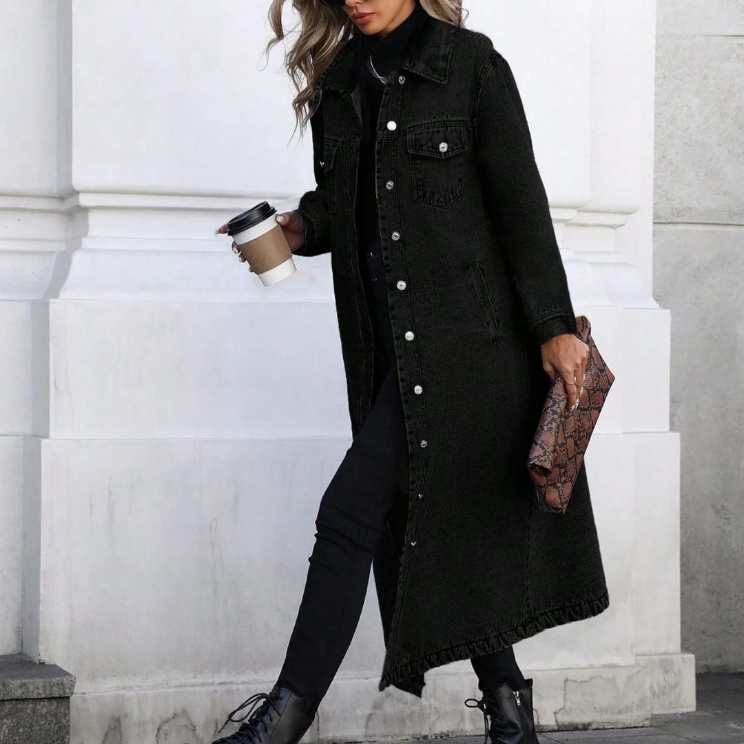 Women's Longline Denim Coat | Alys_7