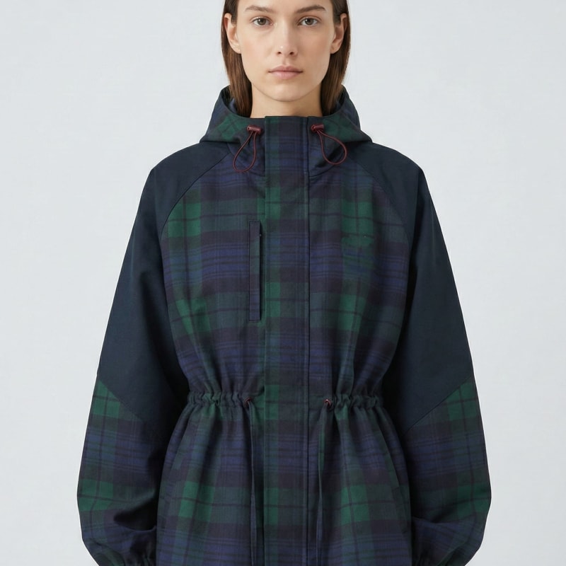 Women's Oversized Checked Hooded Jacket | Betrys_1