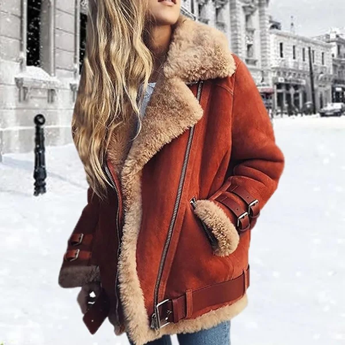 Women's Faux Shearling Aviator Jacket | Iola_5