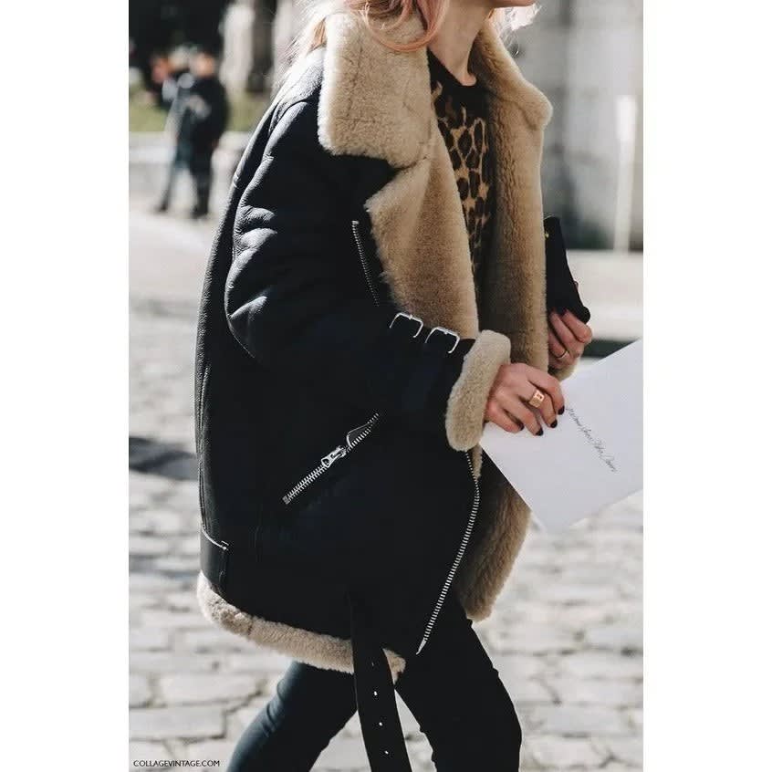 Women's Faux Shearling Aviator Jacket | Iola_9