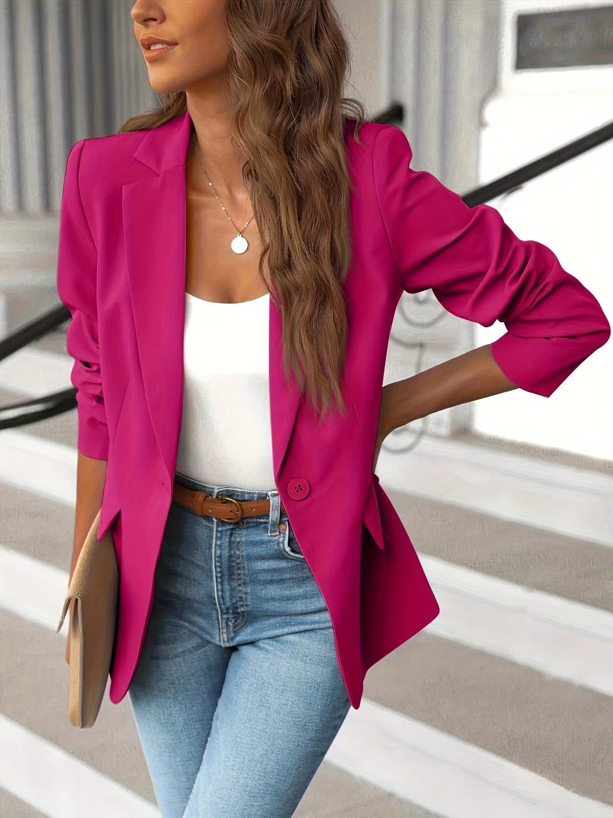 Women's Single Breasted Relaxed Fit Blazer | Elizabeth_4