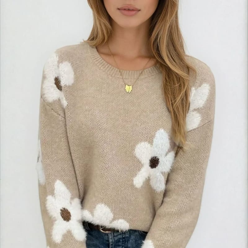 Women's Floral Round Neck Jumper | Rosenwyn_1