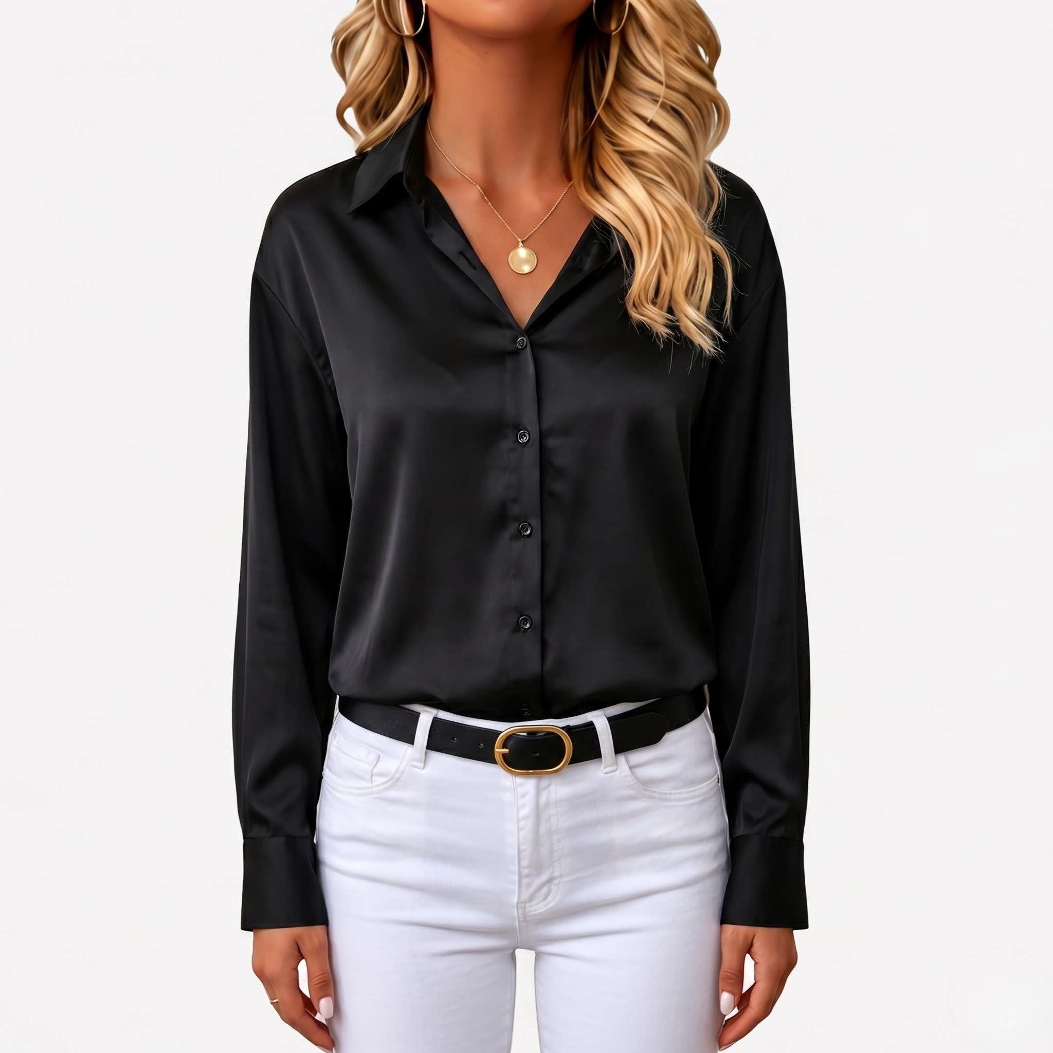 Women's Satin Relaxed Fit Blouse | Yolande_2