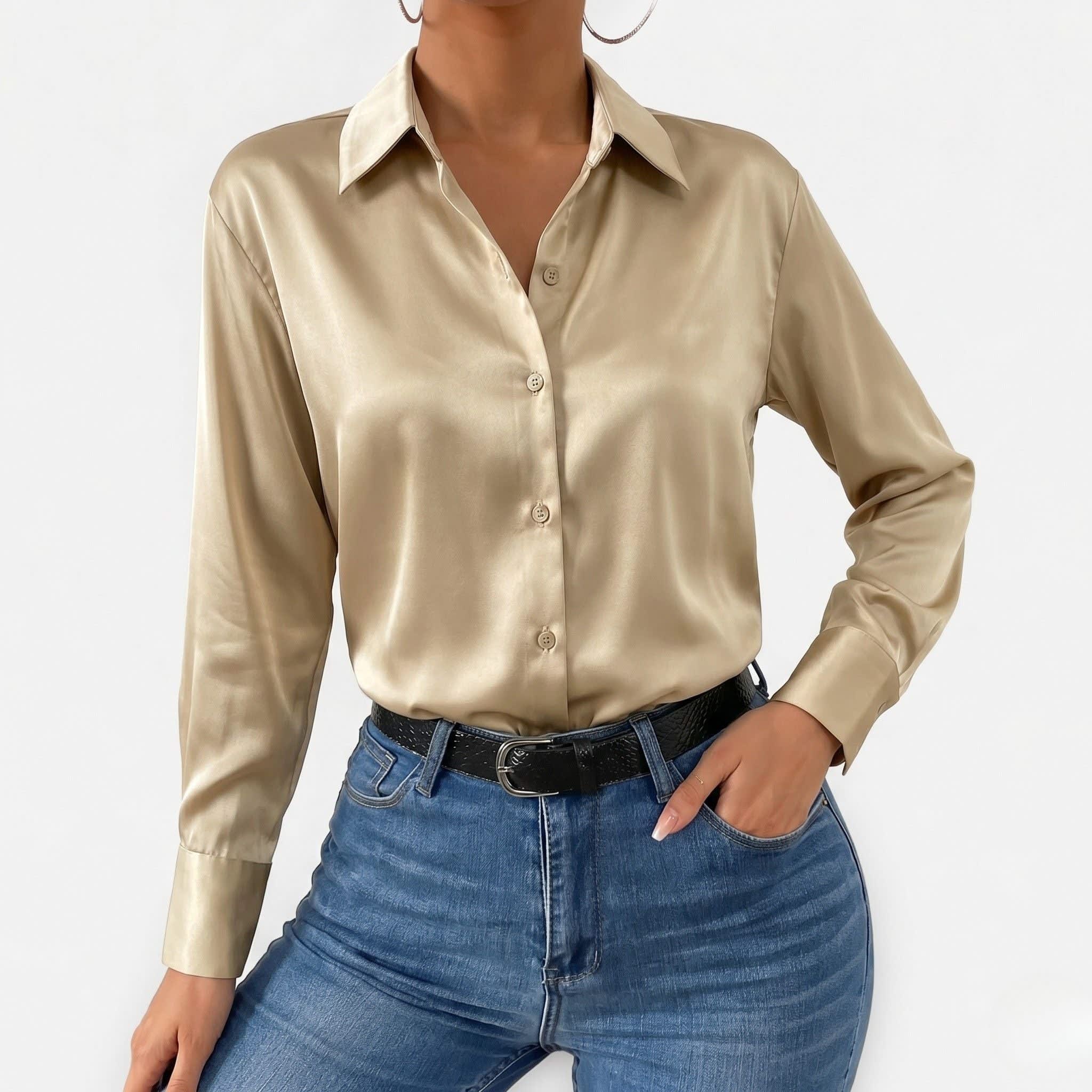 Women's Satin Relaxed Fit Blouse | Yolande_4