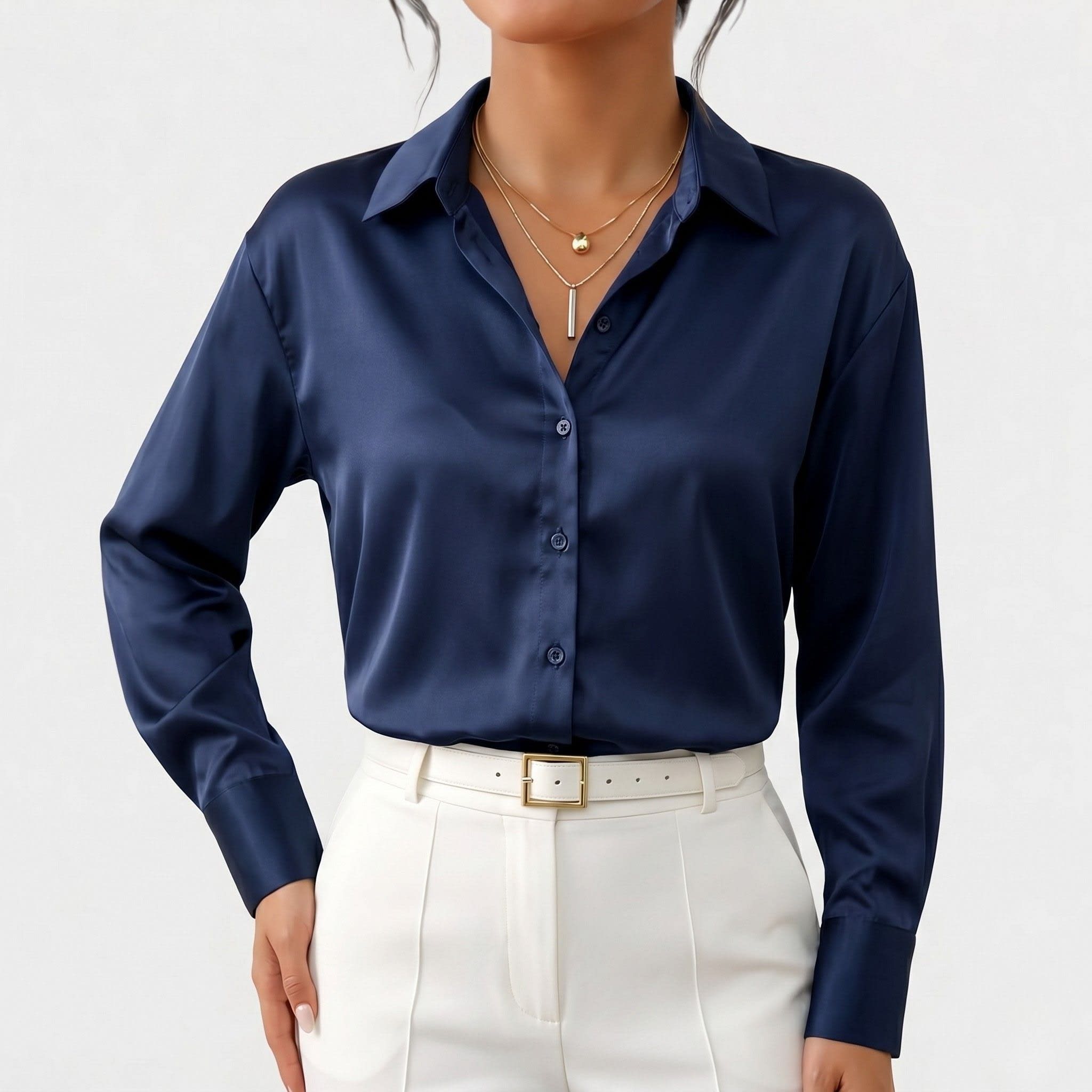 Women's Satin Relaxed Fit Blouse | Yolande_5