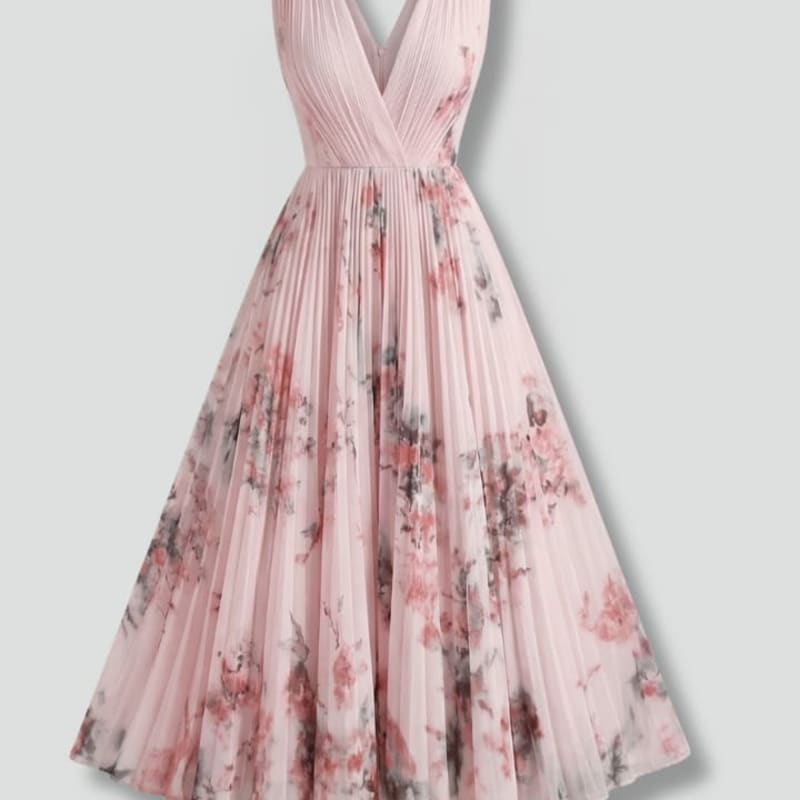 Women's Floral Pleated Midi Dress | Rebecca Pierce_1