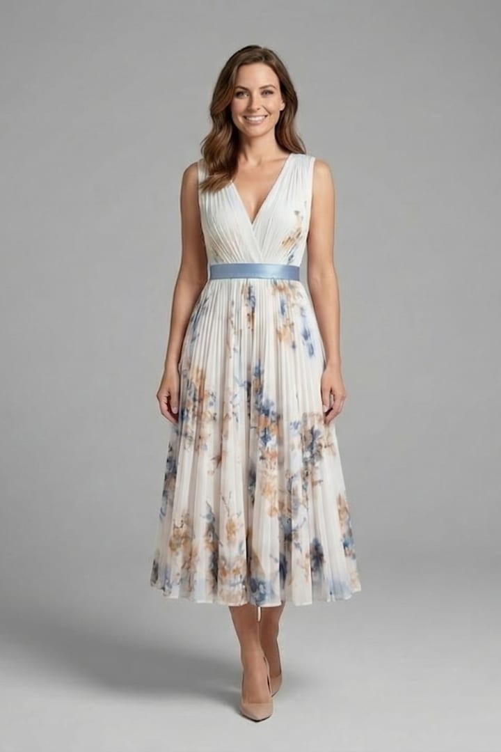 Women's Floral Pleated Midi Dress | Rebecca Pierce_6