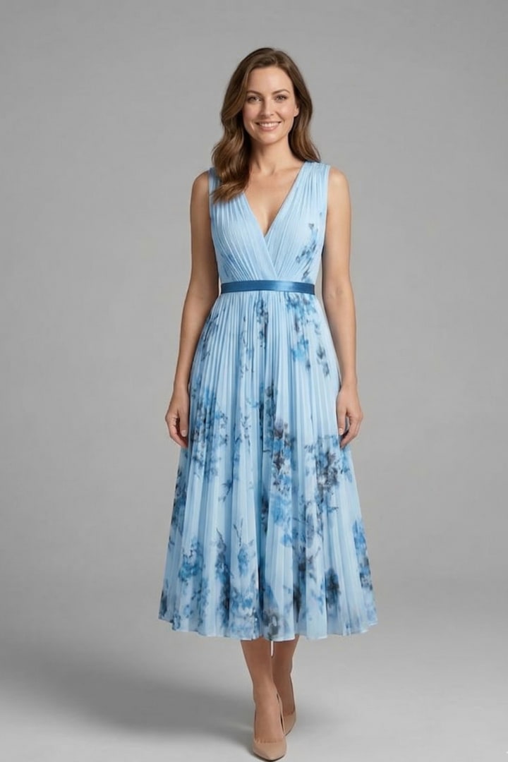 Women's Floral Pleated Midi Dress | Rebecca Pierce_8