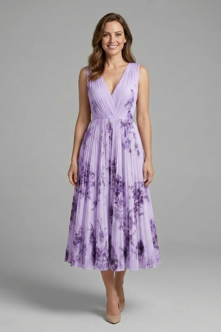 Women's Floral Pleated Midi Dress | Rebecca Pierce_9