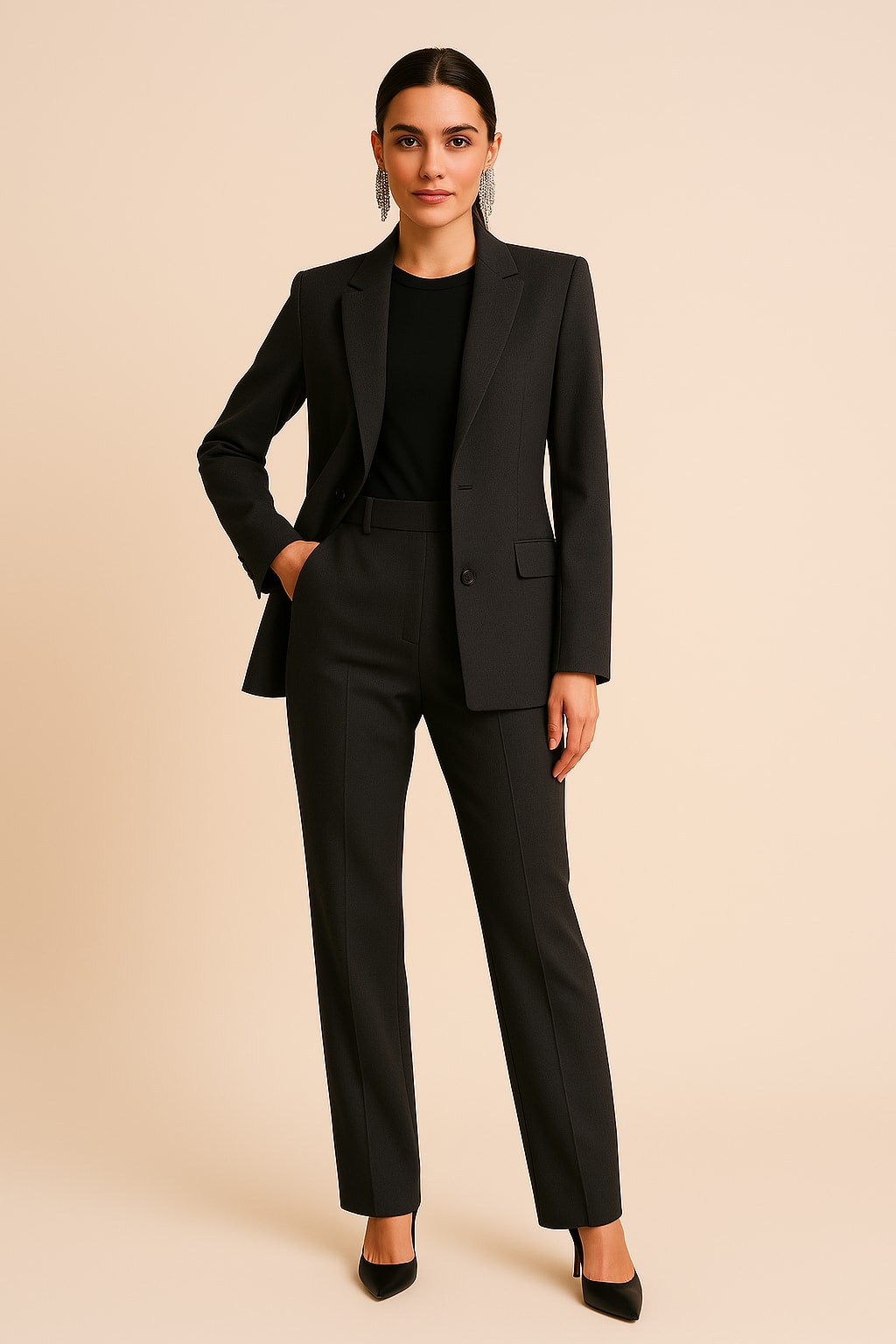 Women's Single Breasted Two Piece Trouser Suit | Rebecca_3