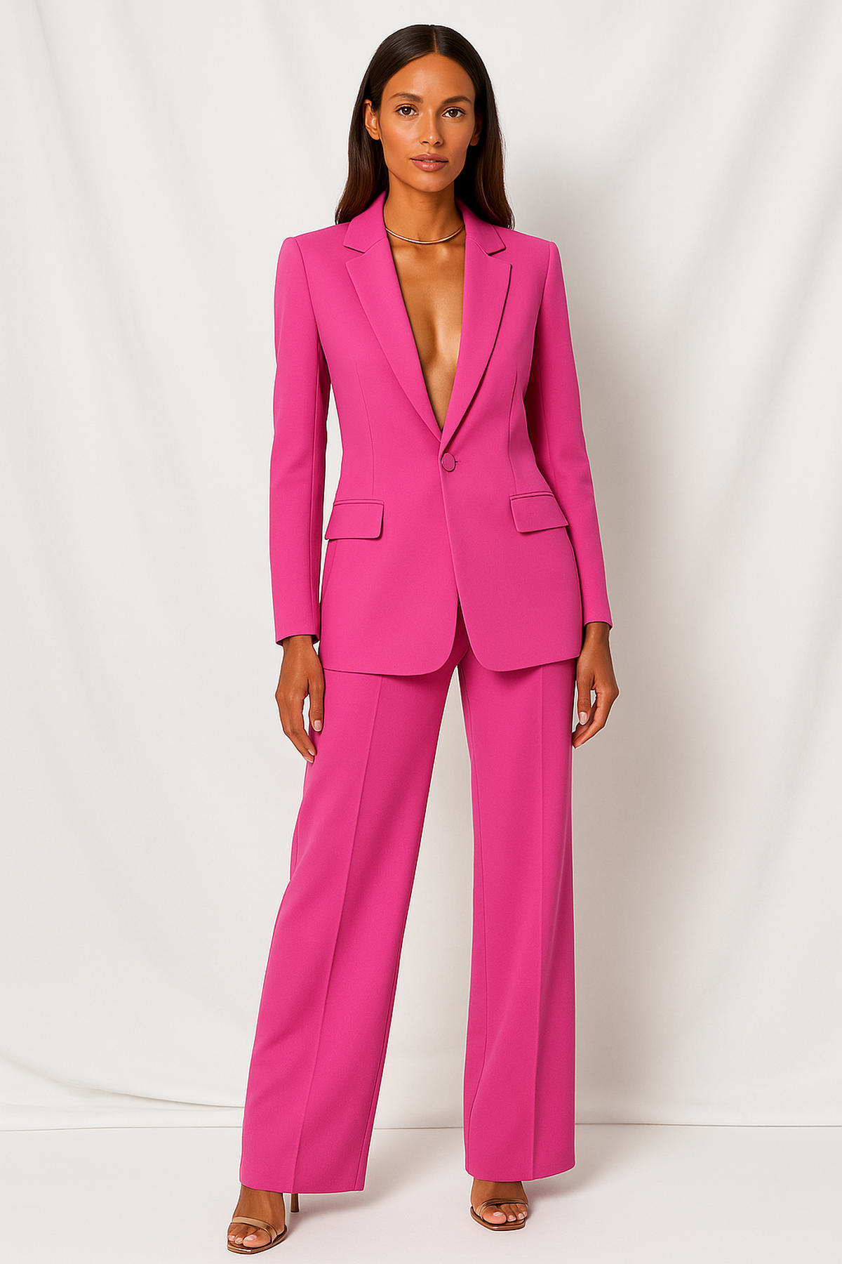 Women's Single Breasted Wide Leg Two Piece Trouser Suit | Brittany_6