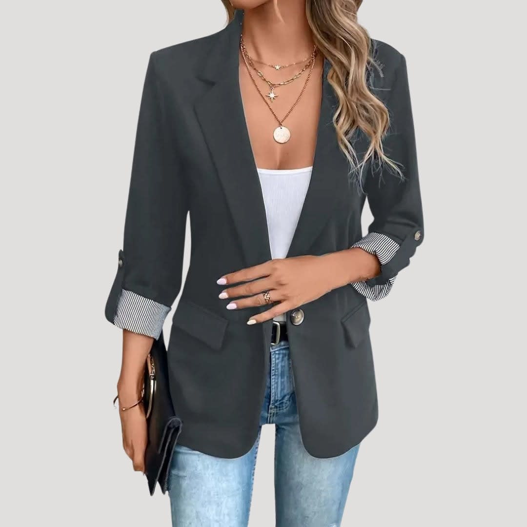 Women's Single Breasted Turn-Up Sleeve Blazer | Caroline_4