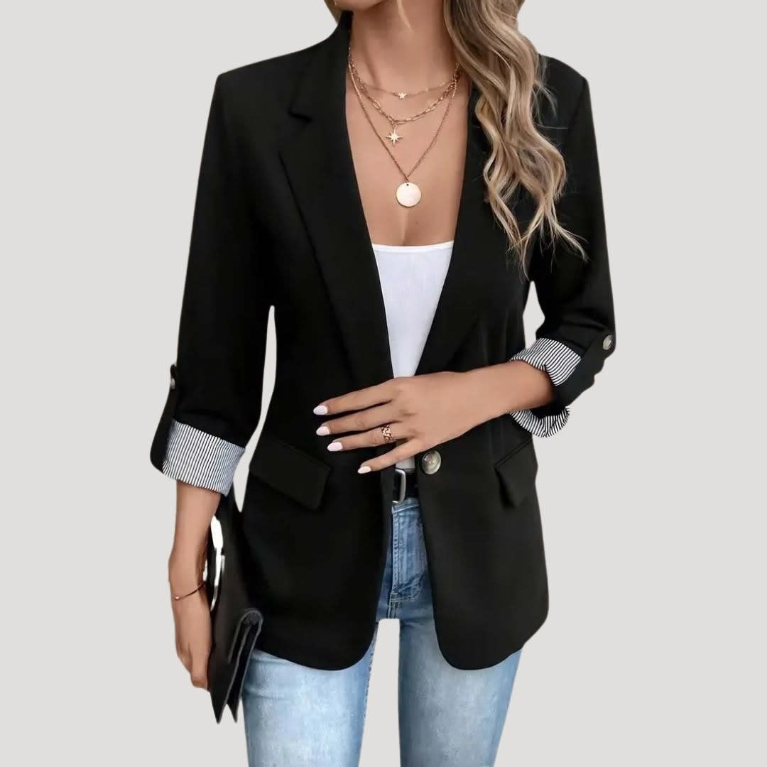 Women's Single Breasted Turn-Up Sleeve Blazer | Caroline_5