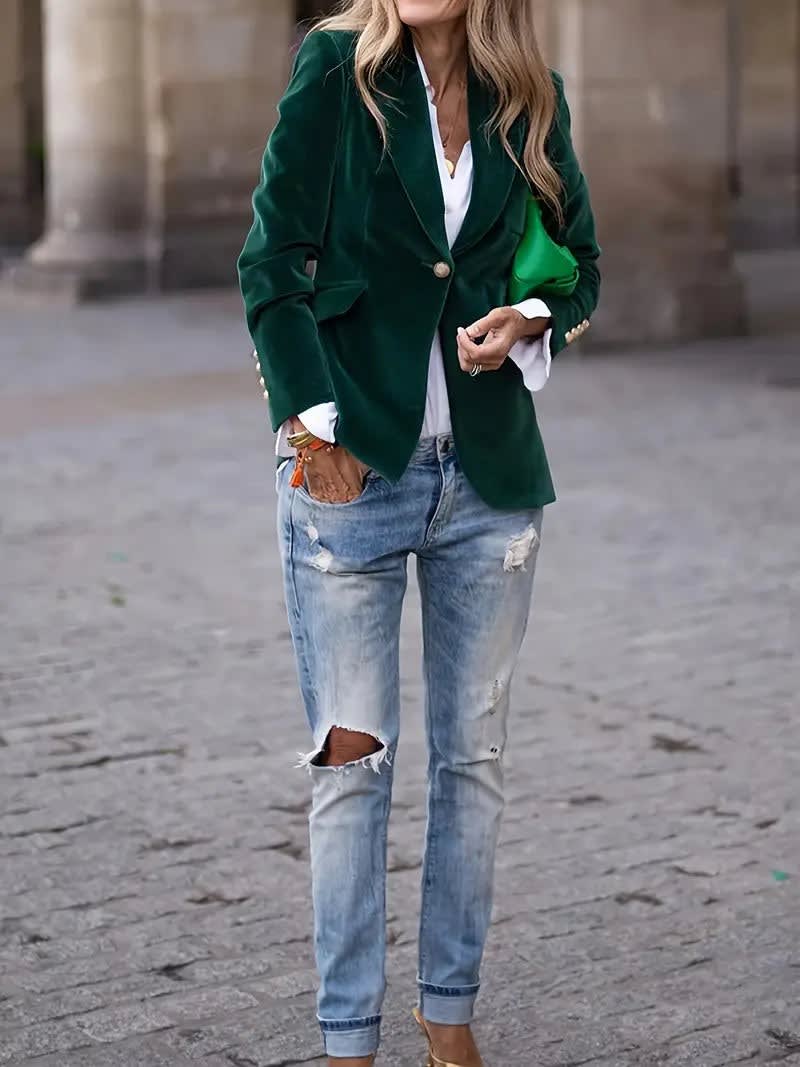 Women's Single Breasted One Button Blazer | Samantha_11