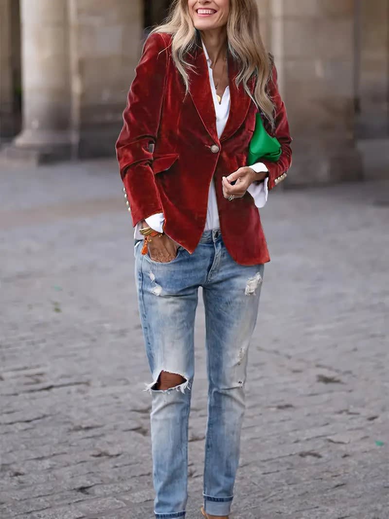 Women's Single Breasted One Button Blazer | Samantha_12