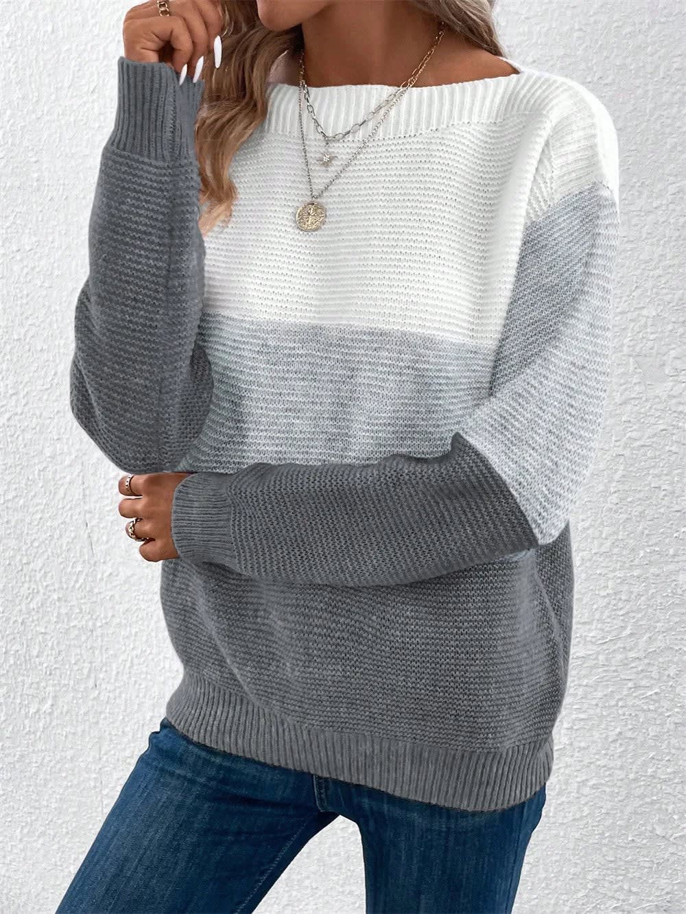 Women's Oversized Color Block Jumper | Sowena_11