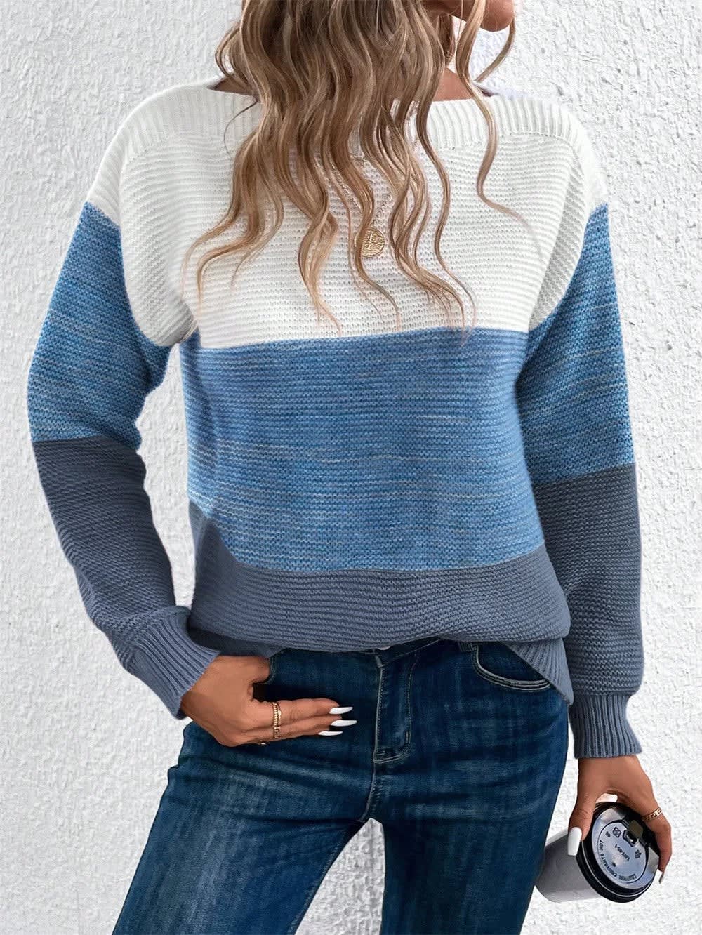 Women's Oversized Color Block Jumper | Sowena_8