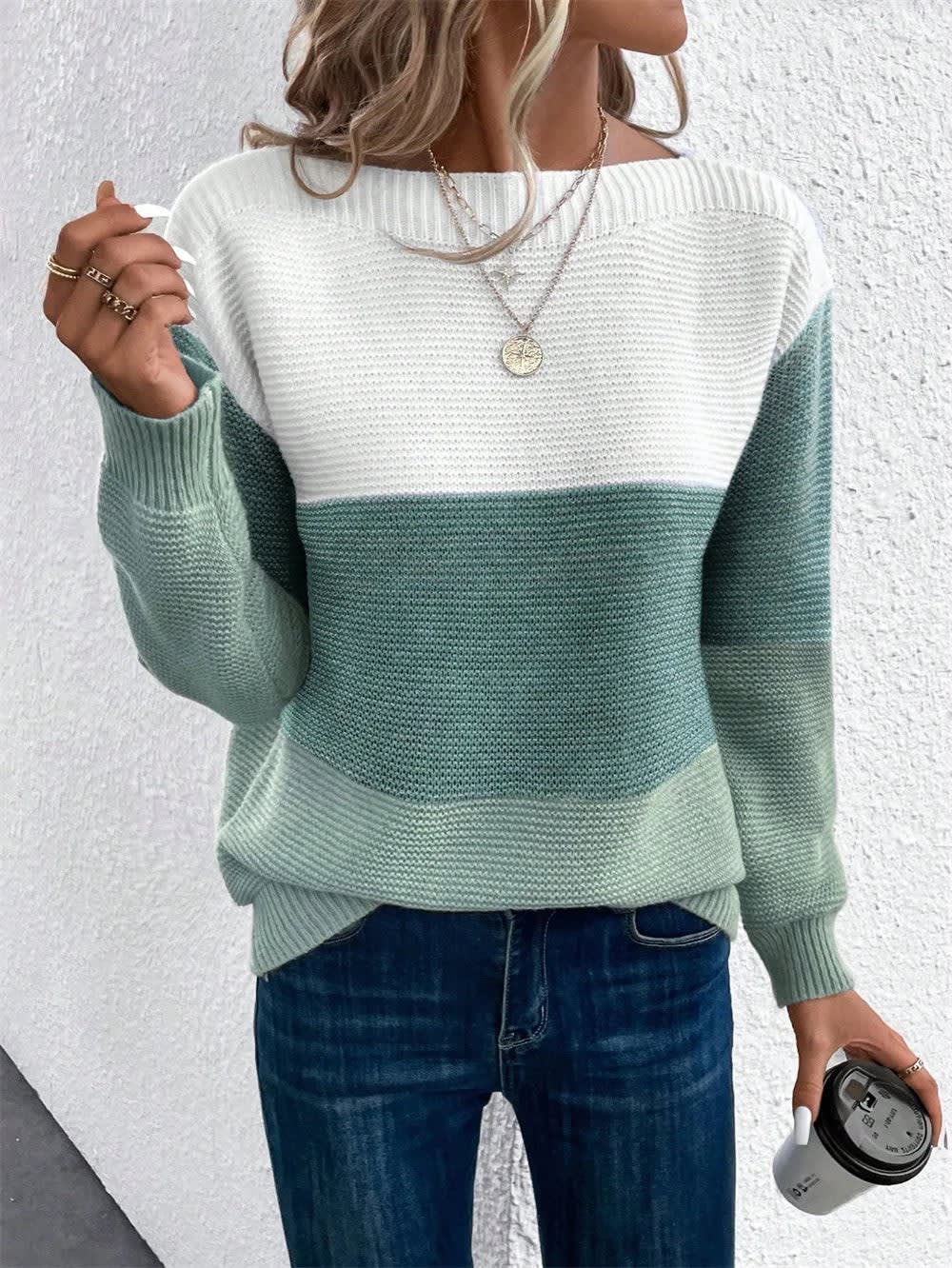 Women's Oversized Color Block Jumper | Sowena_9