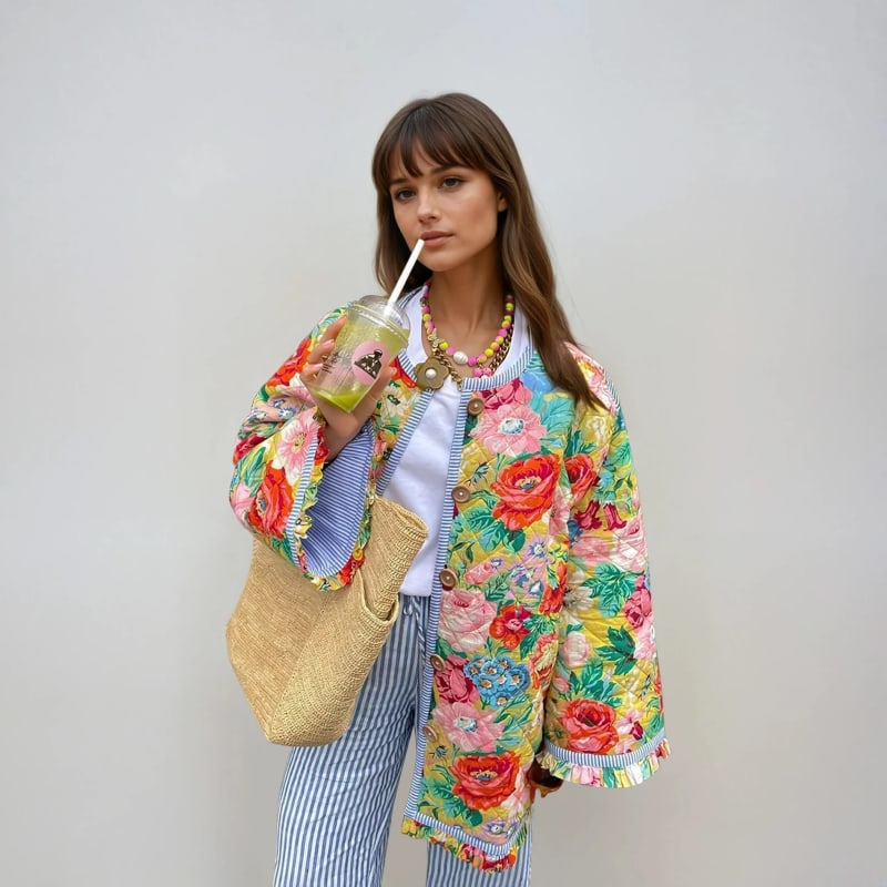 Women's Quilted Floral Jacket | Ceridwen_1