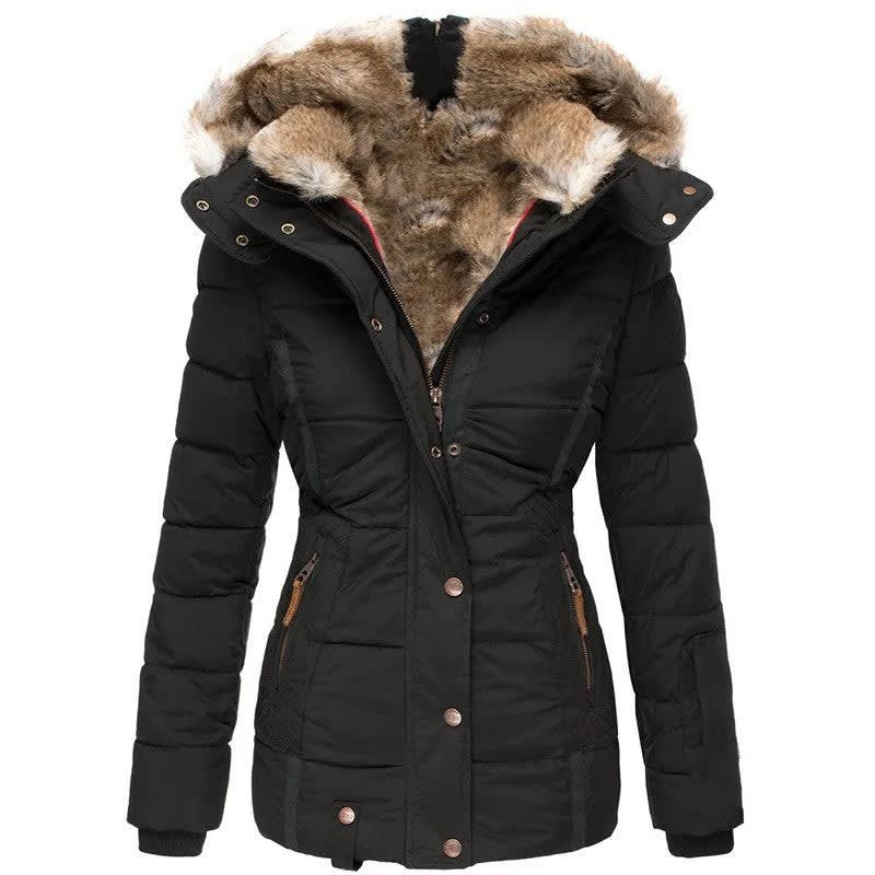 Women's Faux Fur Hooded Puffer Jacket | Blodwen_2