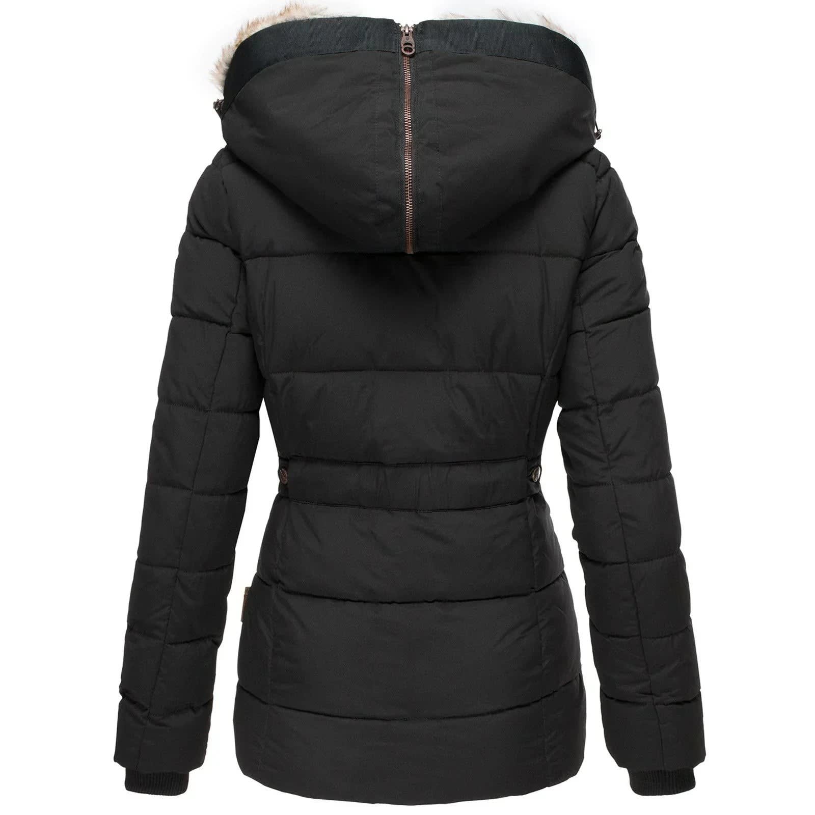 Women's Faux Fur Hooded Puffer Jacket | Blodwen_3
