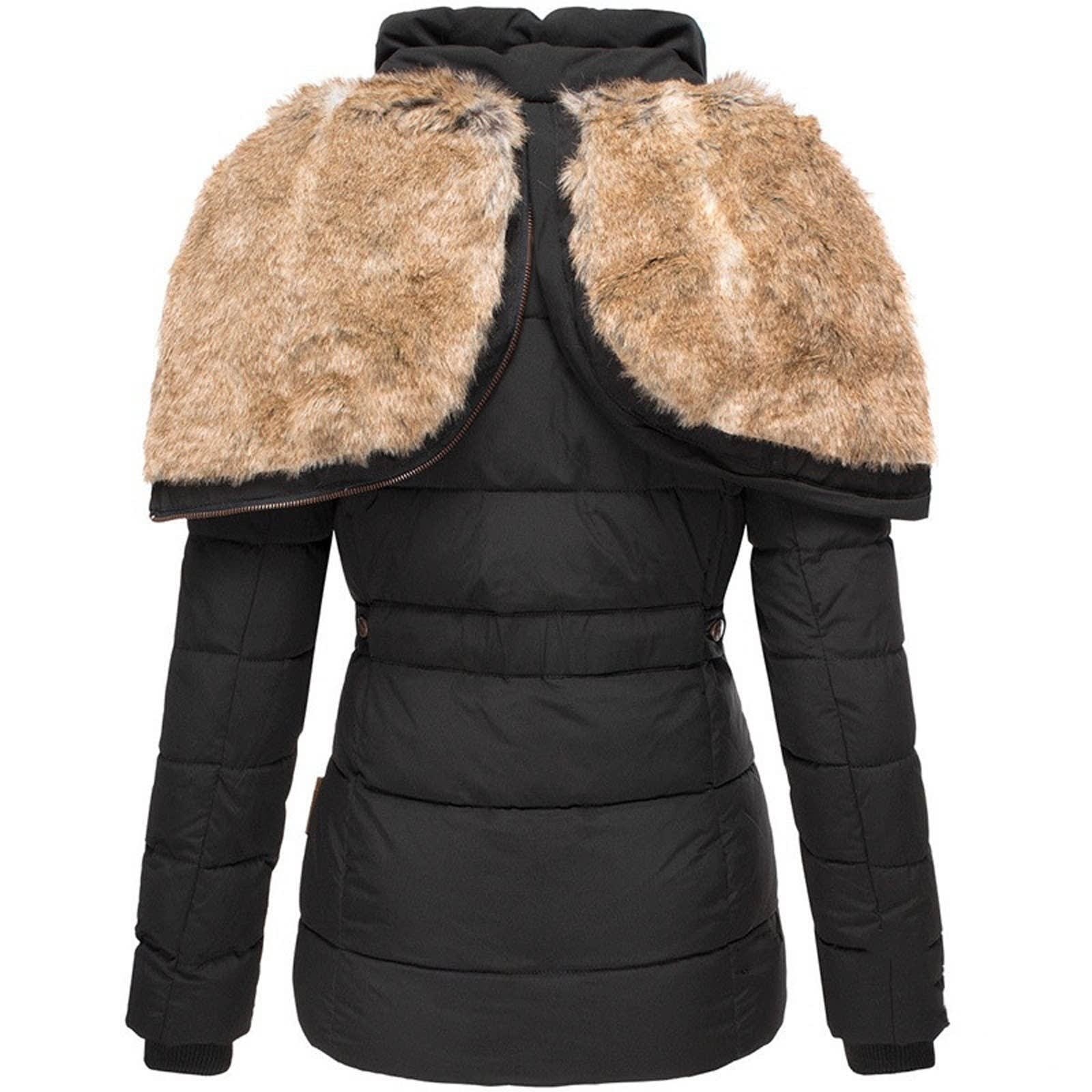 Women's Faux Fur Hooded Puffer Jacket | Blodwen_4