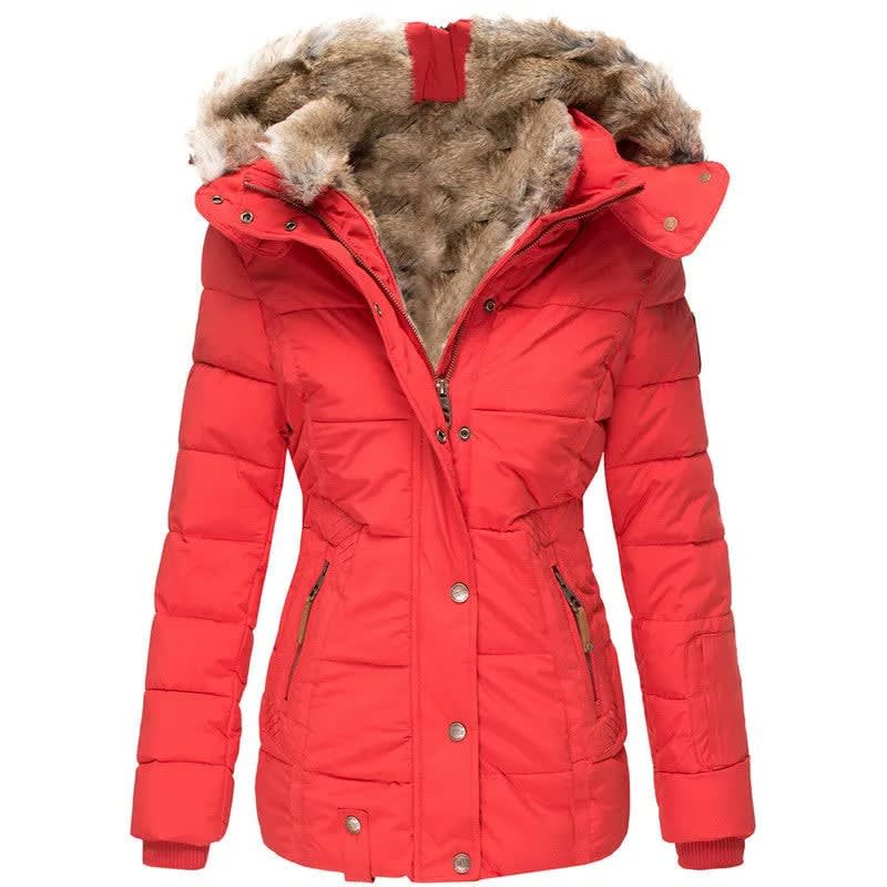 Women's Faux Fur Hooded Puffer Jacket | Blodwen_5