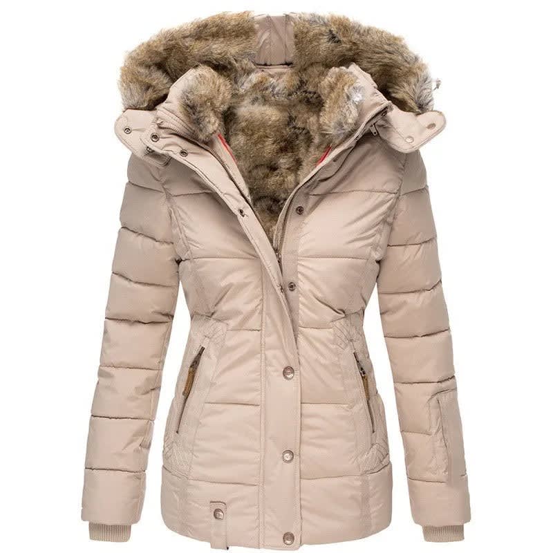 Women's Faux Fur Hooded Puffer Jacket | Blodwen_7