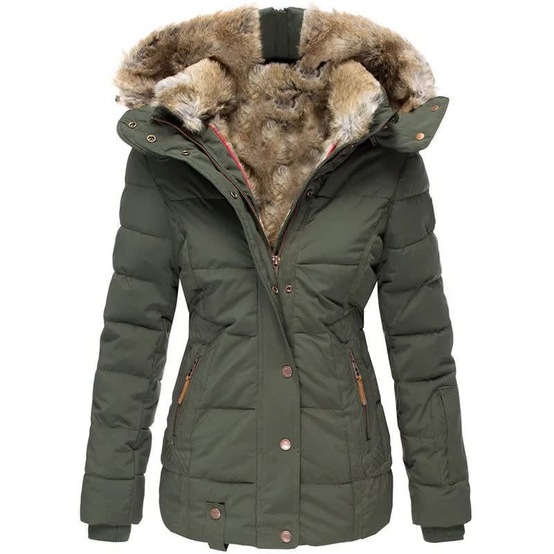 Women's Faux Fur Hooded Puffer Jacket | Blodwen_8