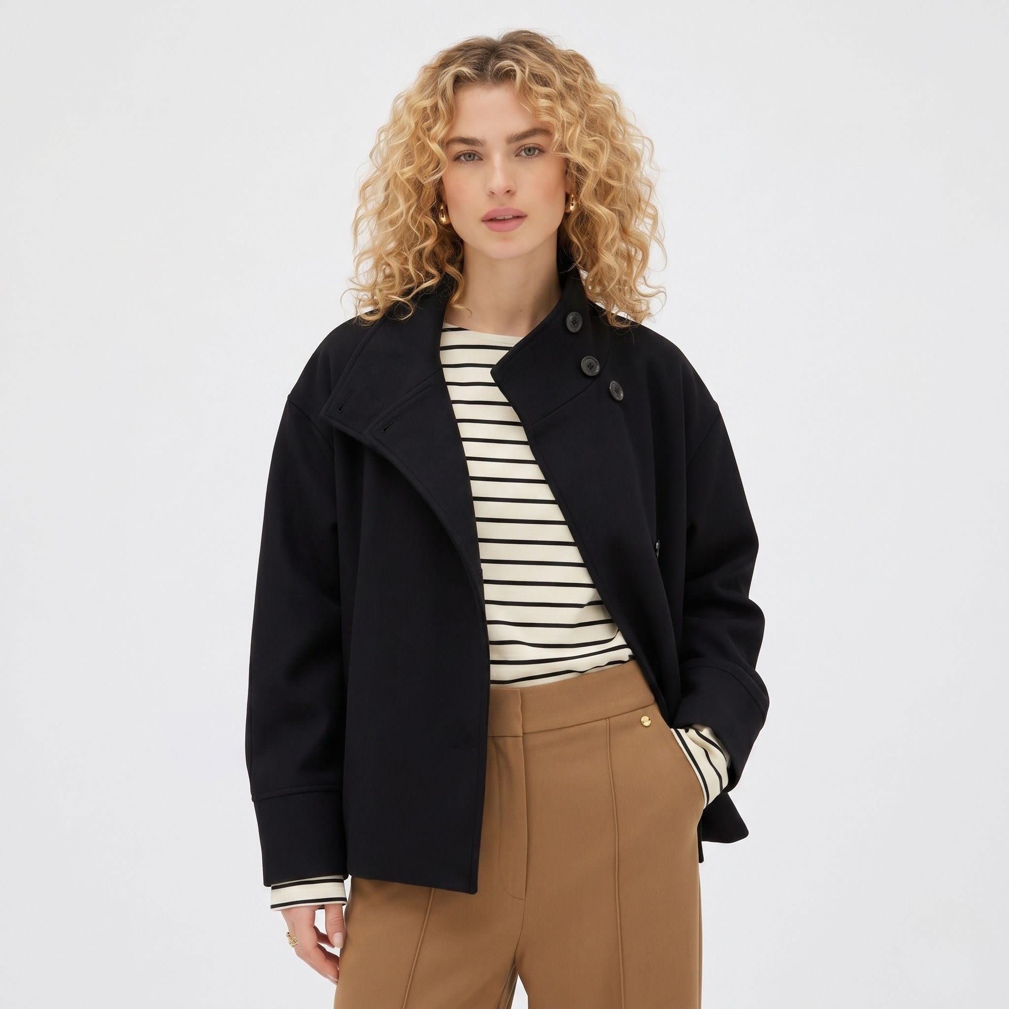 Women's Cropped Funnel Neck Jacket | Sidony_4