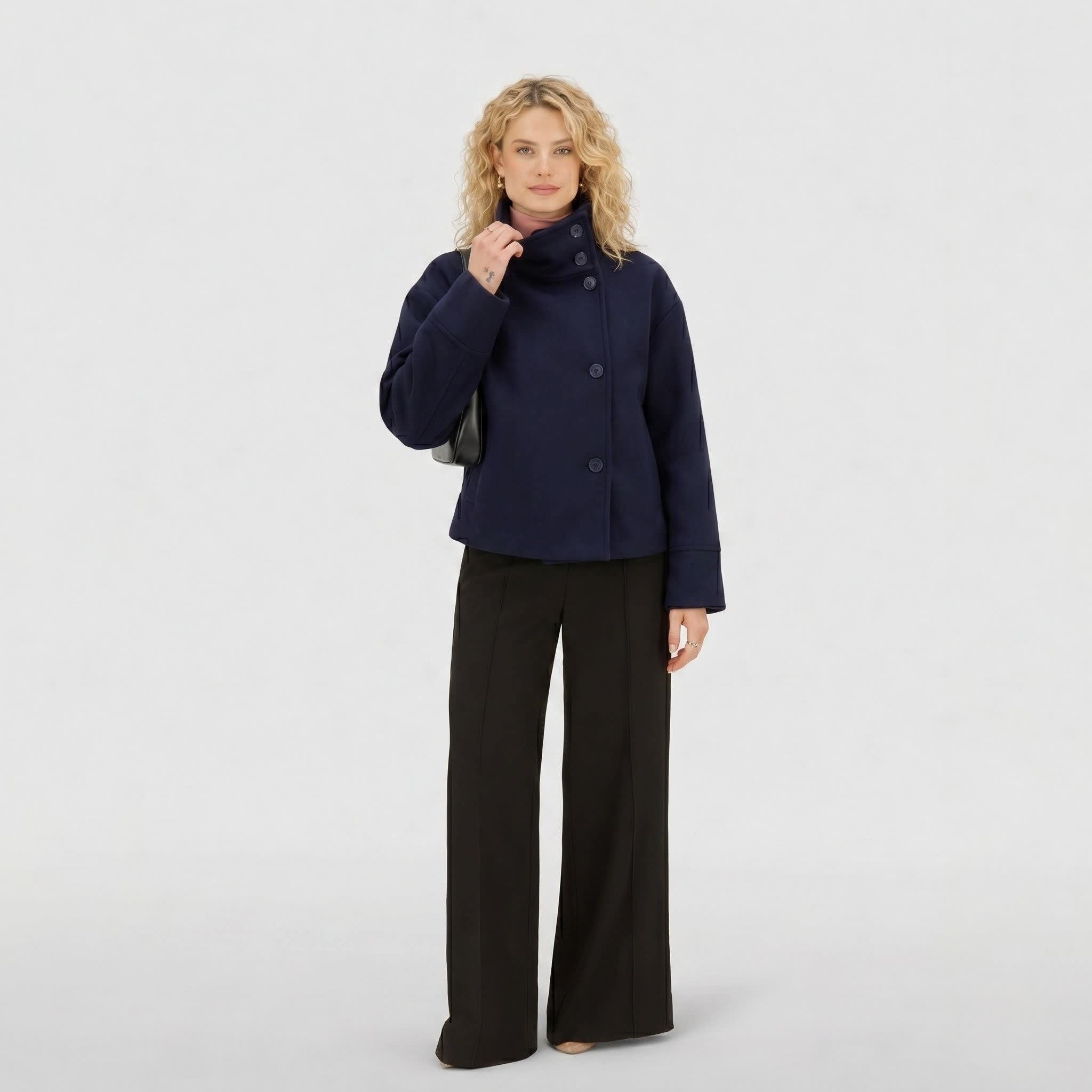 Women's Cropped Funnel Neck Jacket | Sidony_5