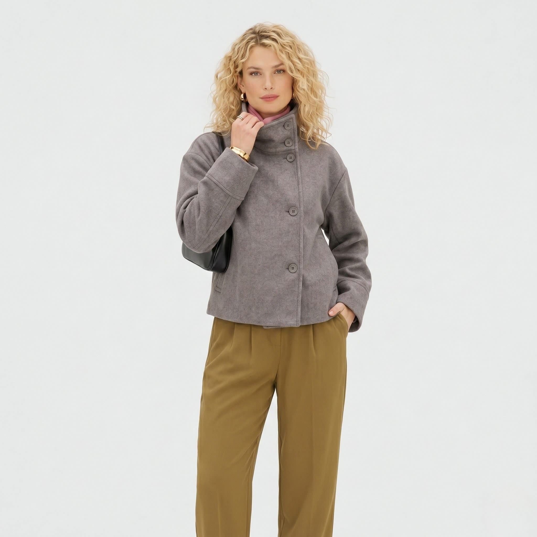 Women's Cropped Funnel Neck Jacket | Sidony_6