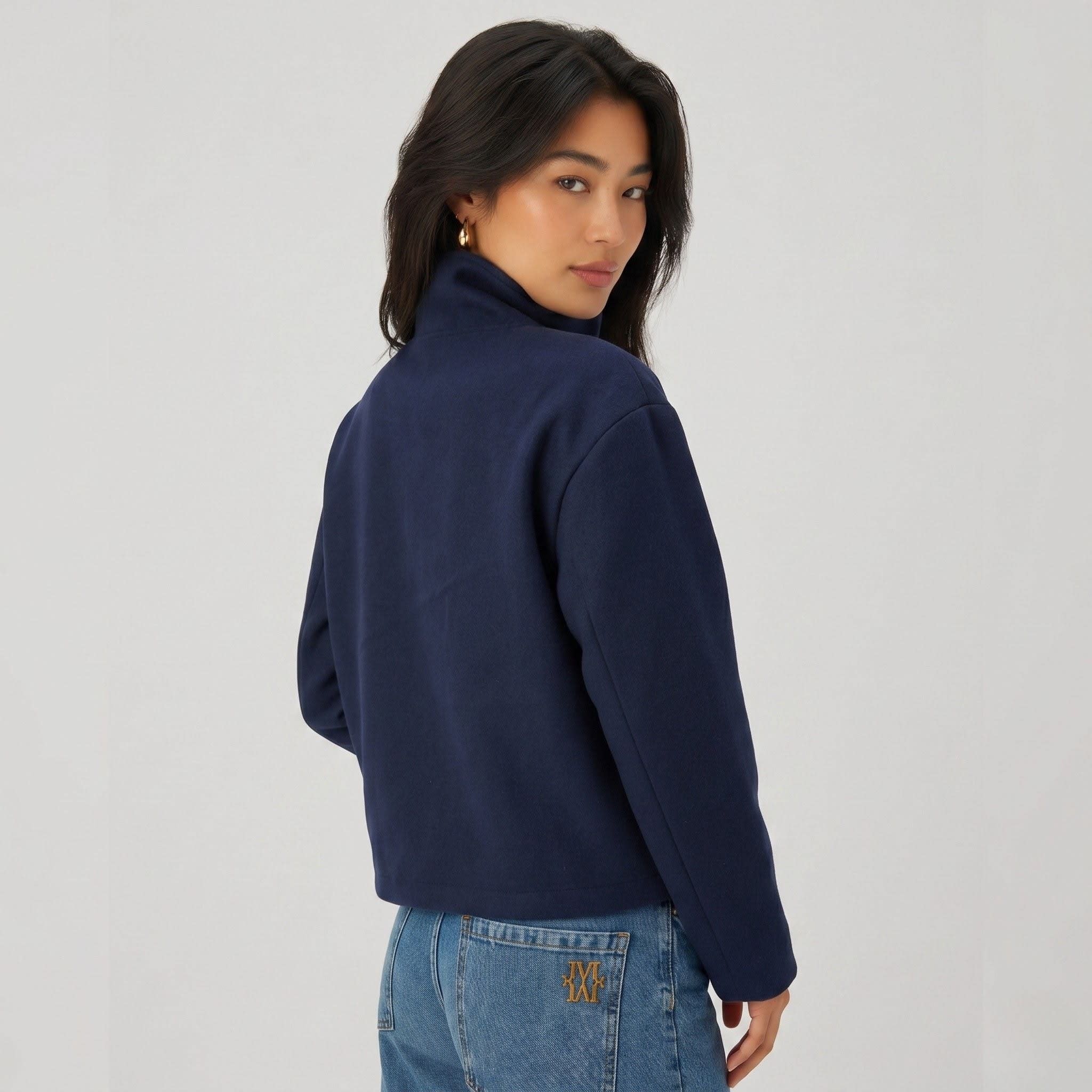 Women's Cropped Funnel Neck Jacket | Sidony_8