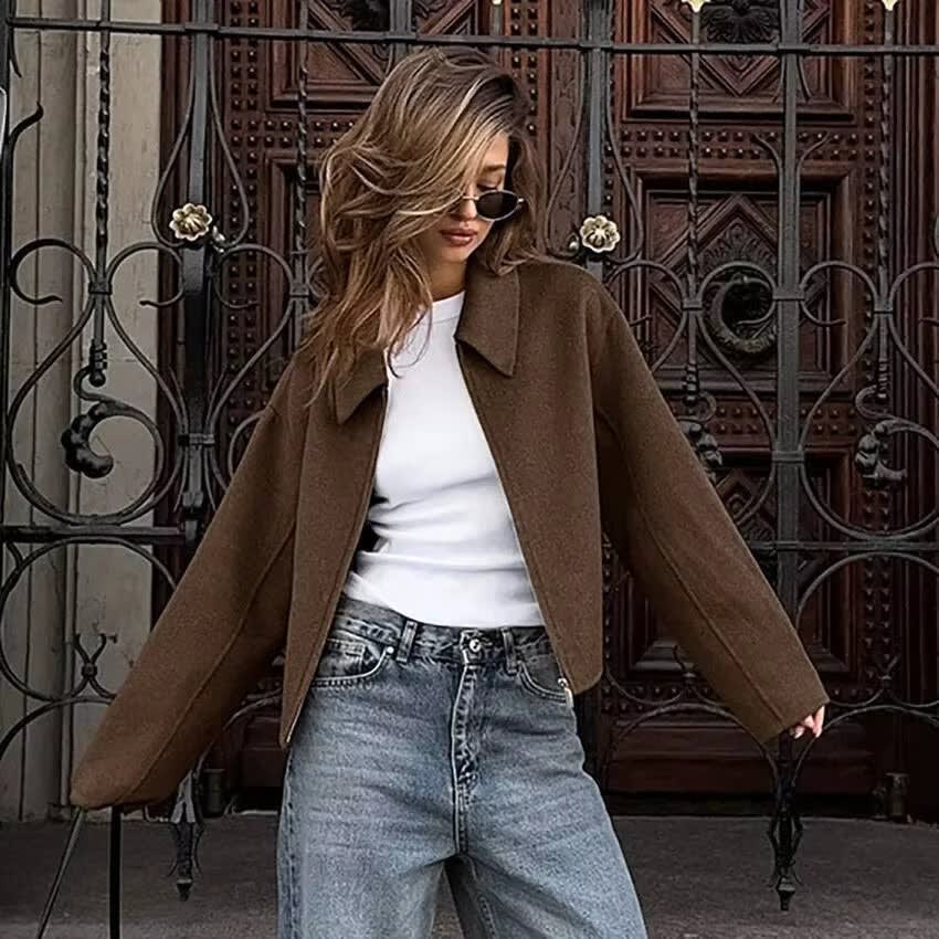 Women's Wool Blend Cropped Jacket | Sian_2
