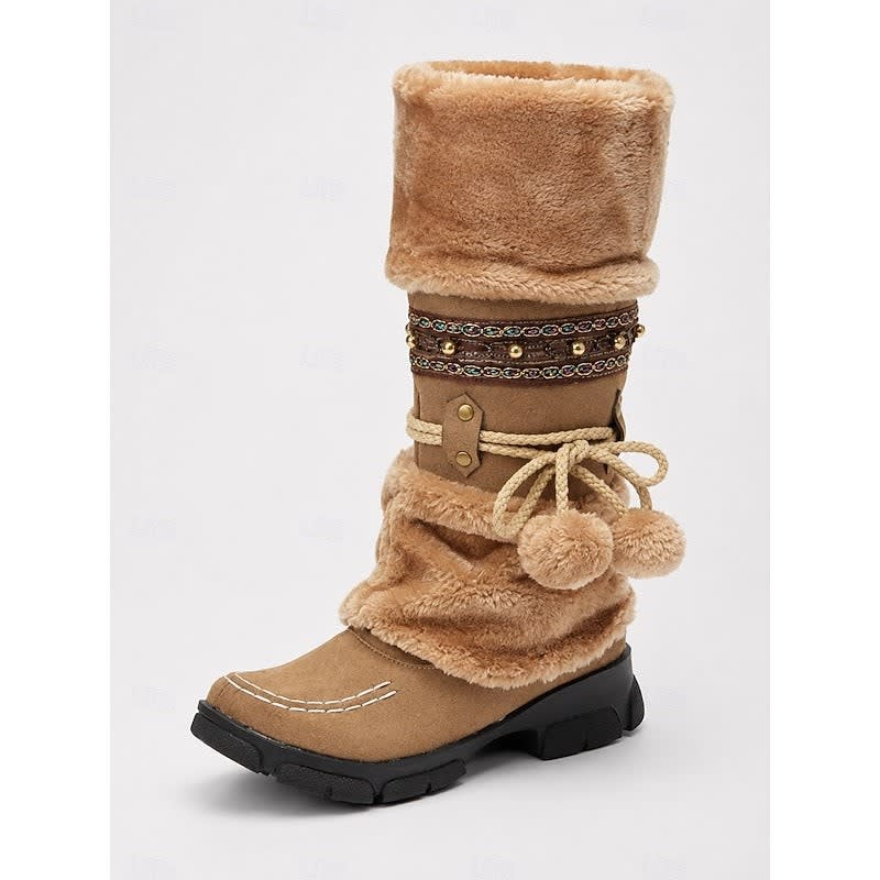 Women's Faux Suede Mid-Calf Winter Boots | Anwen_4