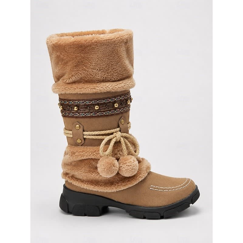 Women's Faux Suede Mid-Calf Winter Boots | Anwen_5