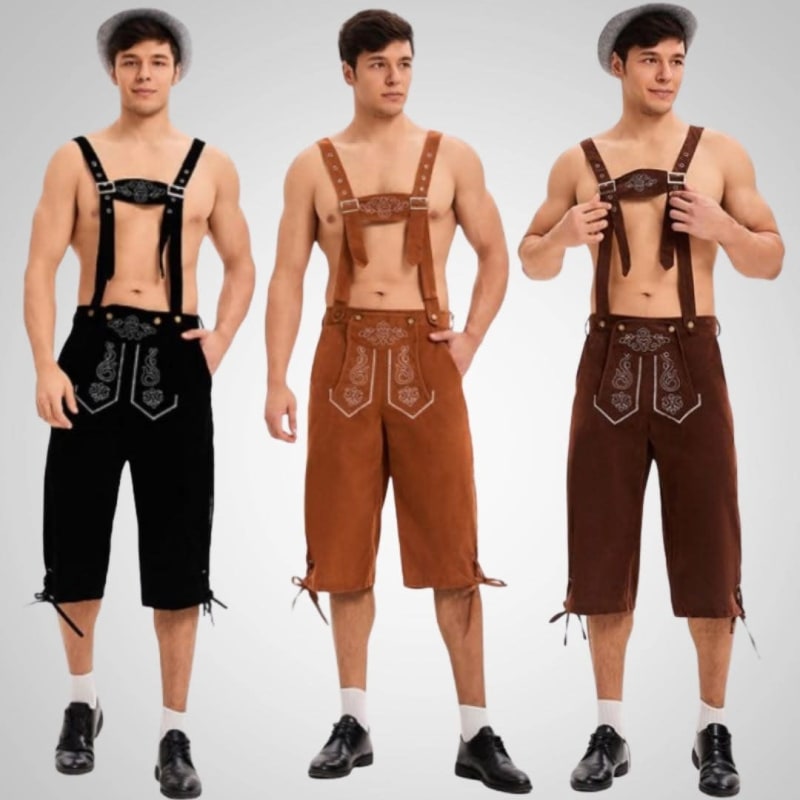Men's Embroidered Lederhosen Shorts with Braces | Abel_1