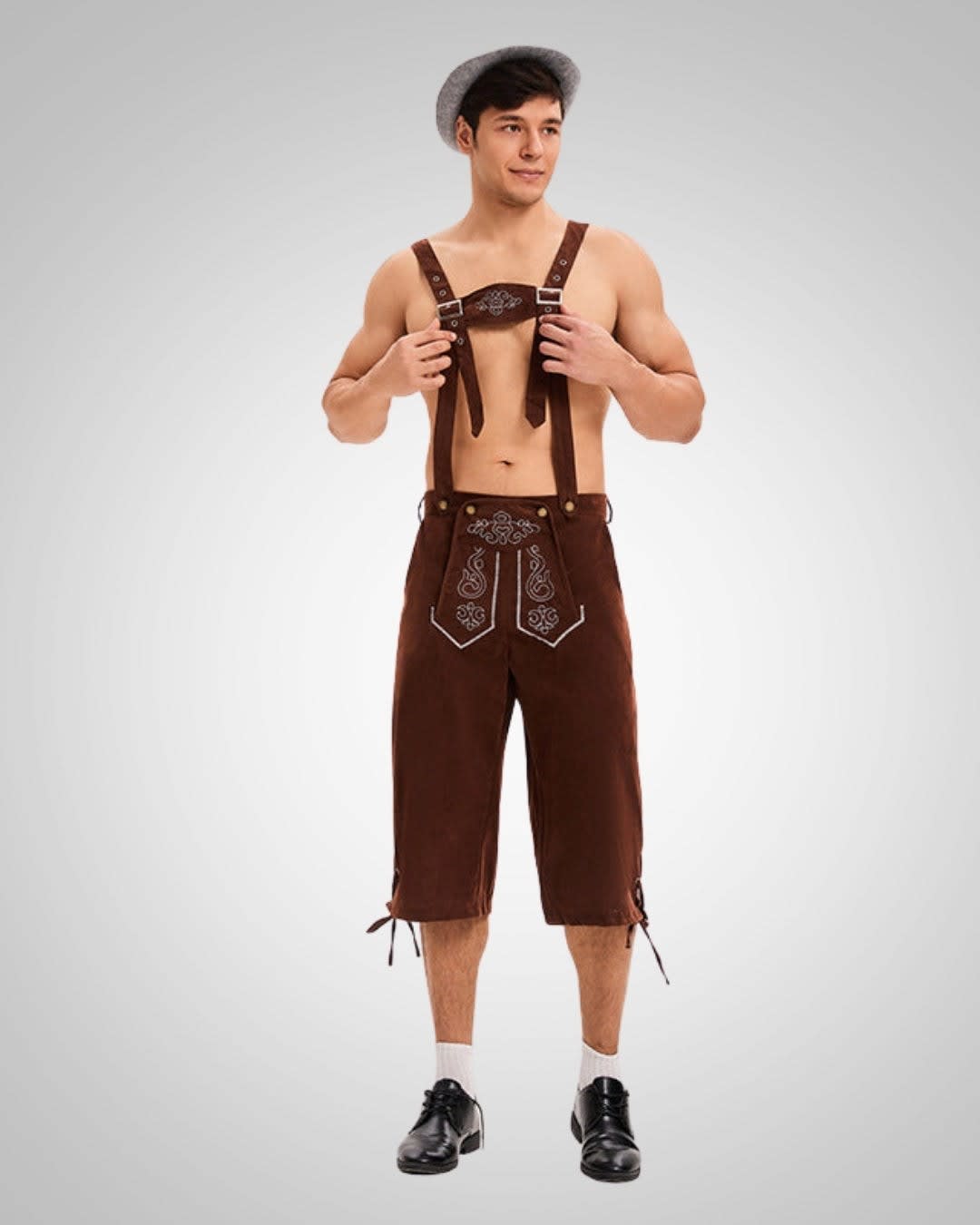 Men's Embroidered Lederhosen Shorts with Braces | Abel_4