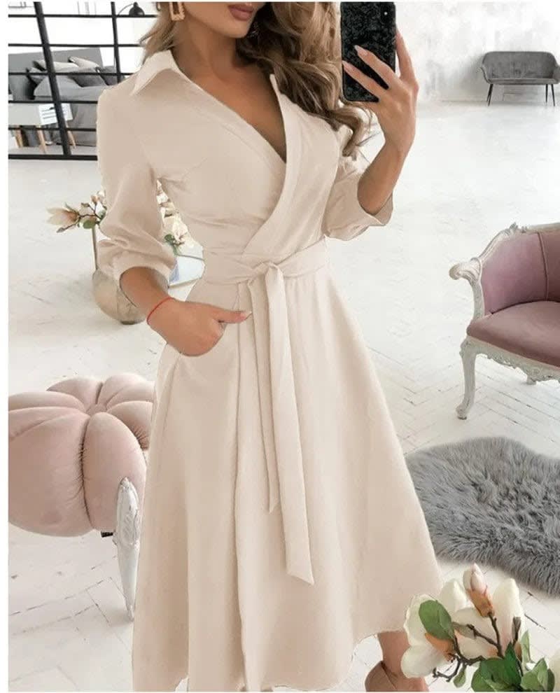 Women's Belted Wrap Midi Polka Dot Dress | Josephine_6
