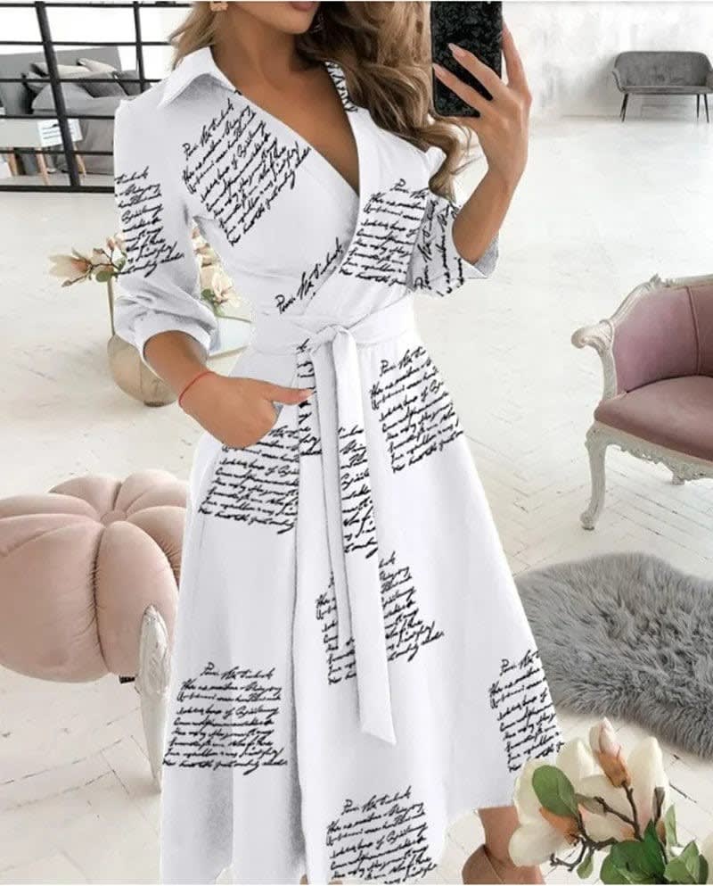 Women's Belted Wrap Midi Polka Dot Dress | Josephine_7