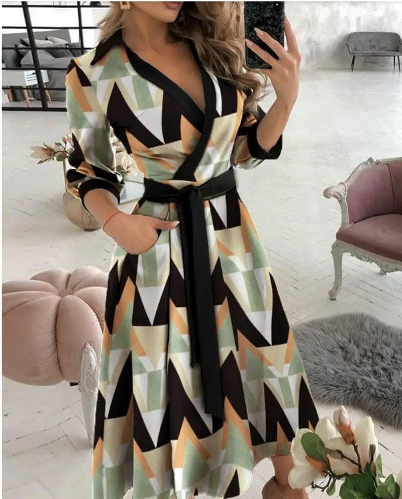 Women's Belted Wrap Midi Polka Dot Dress | Josephine_8