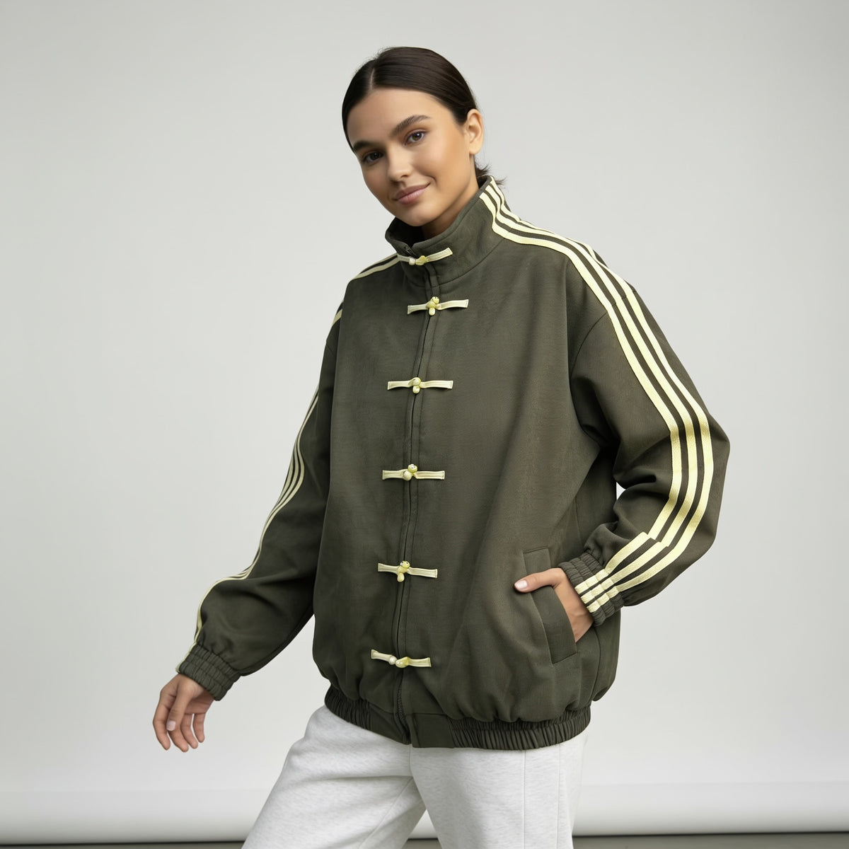 Women's Retro Striped Track Jacket | Gwenda_17