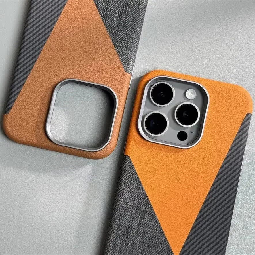 Men's Leather Color Block MagSafe iPhone Case | Damien_3
